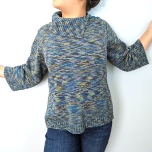Vintage Variegated Yarn 3/4 Sleeve Knit Sweater
